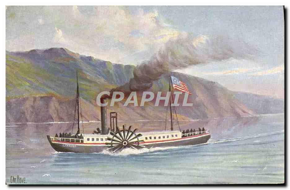 CPA Bateau Erster Raddampfer auf dem Hudson 1807