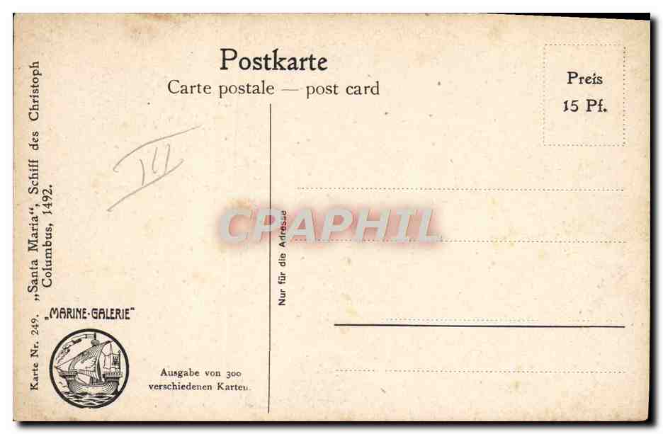 Santa Maria — Columbus — Marine-Galerie, 1942 — Verso