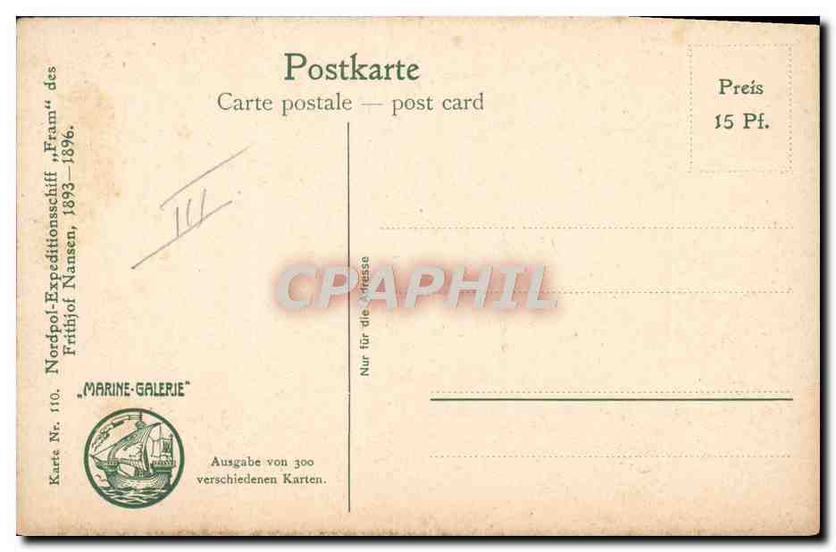 Navire de l'expédition polaire Fram — 1893 — Marine-Galerie — Verso