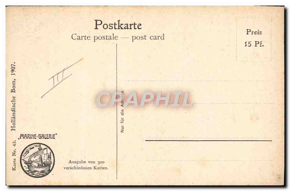 CPA Bateau Voilier Hollande 1907 — Verso