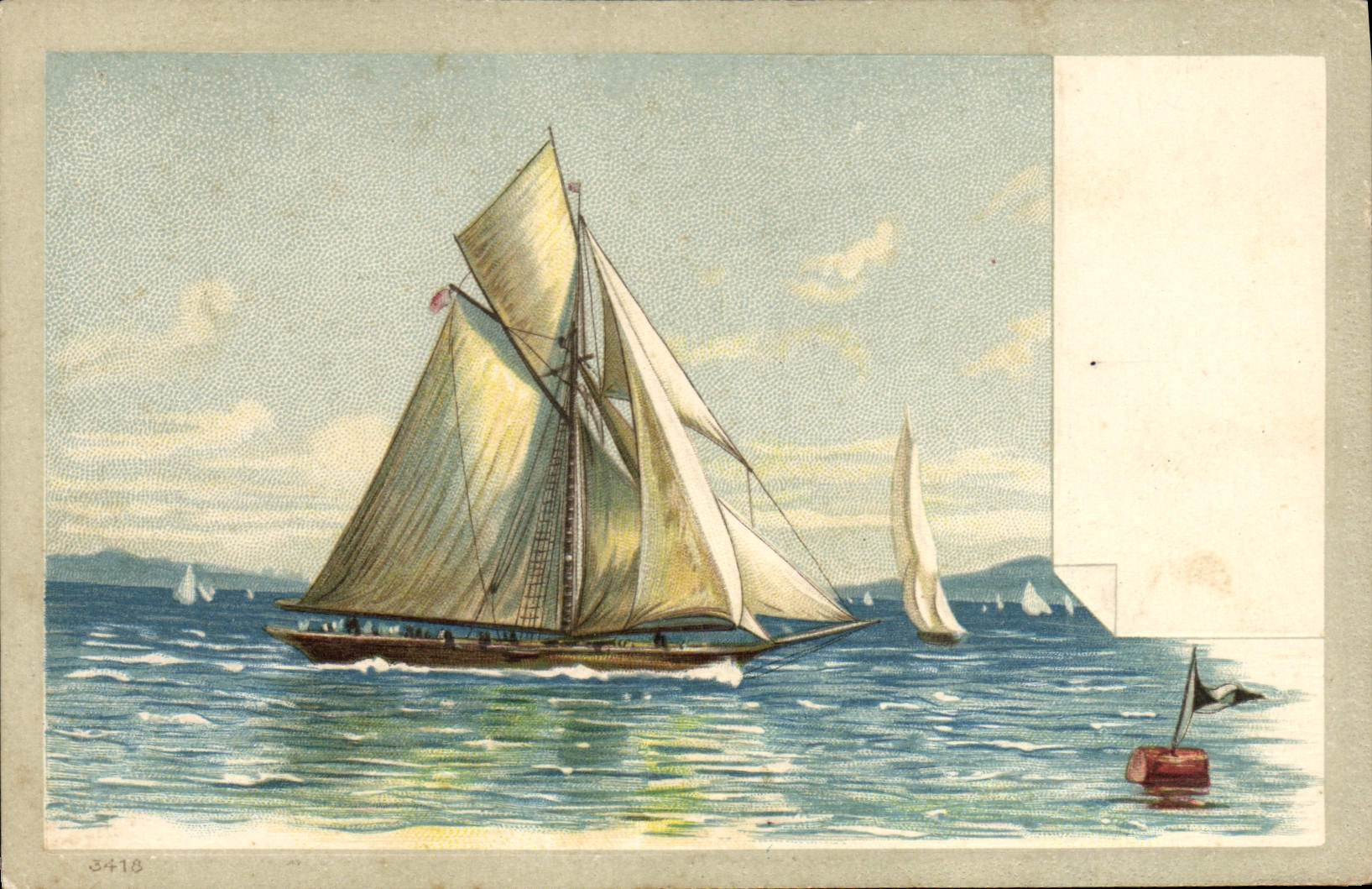 Voile sur mer — illustration — série 3418