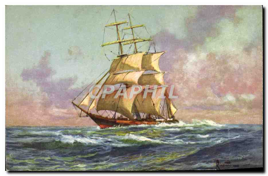 Navire à voile — mer agitée — imprimée en Suisse, n° 56