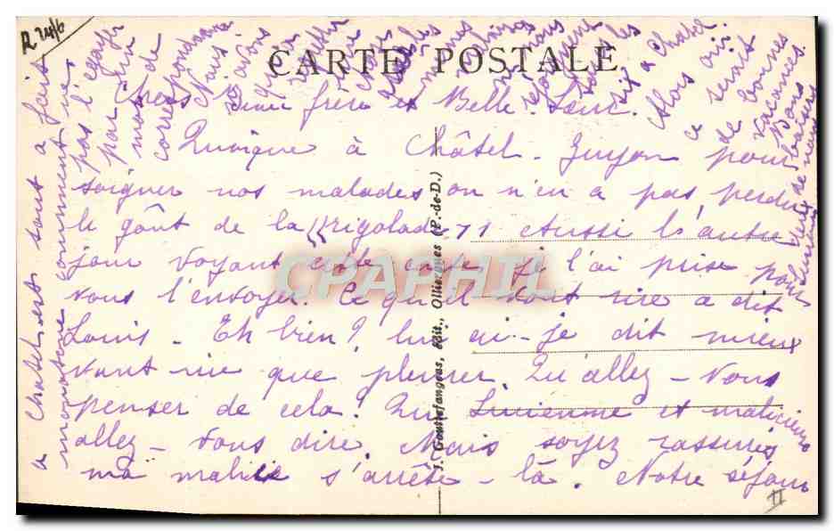 Un couple en Auvergne — G. D'O. - 1214. L'AUVERGNE — Rückseite