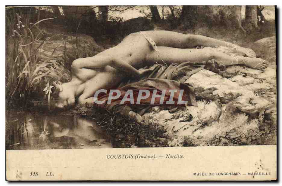 CPA Femme Nu erotique Courtois Narcissse Musee de Longchamp Marseille 