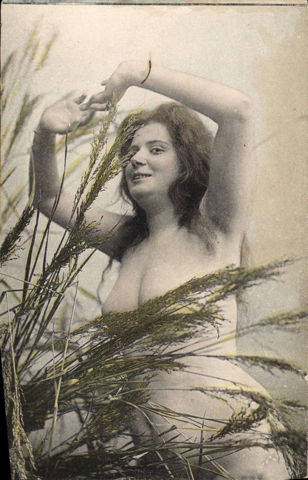 Femme nue dans les roseaux — carte postale de collection — CPAPHIL