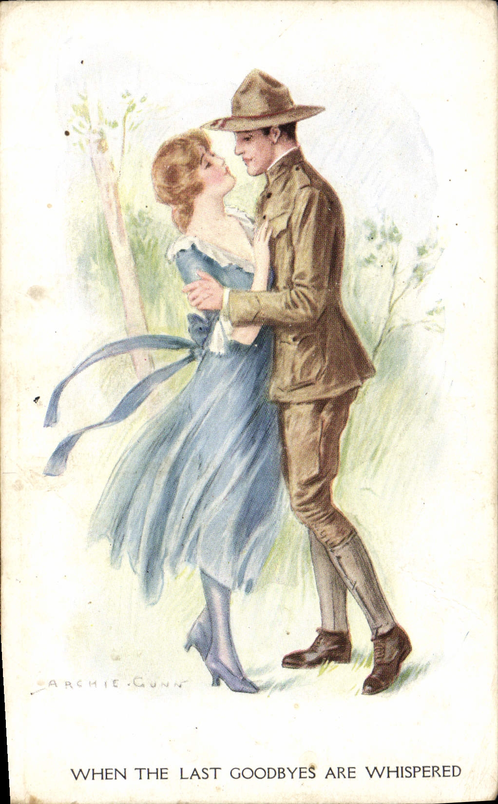 CPA Militaria Femme When the last goodbyes are whispered 