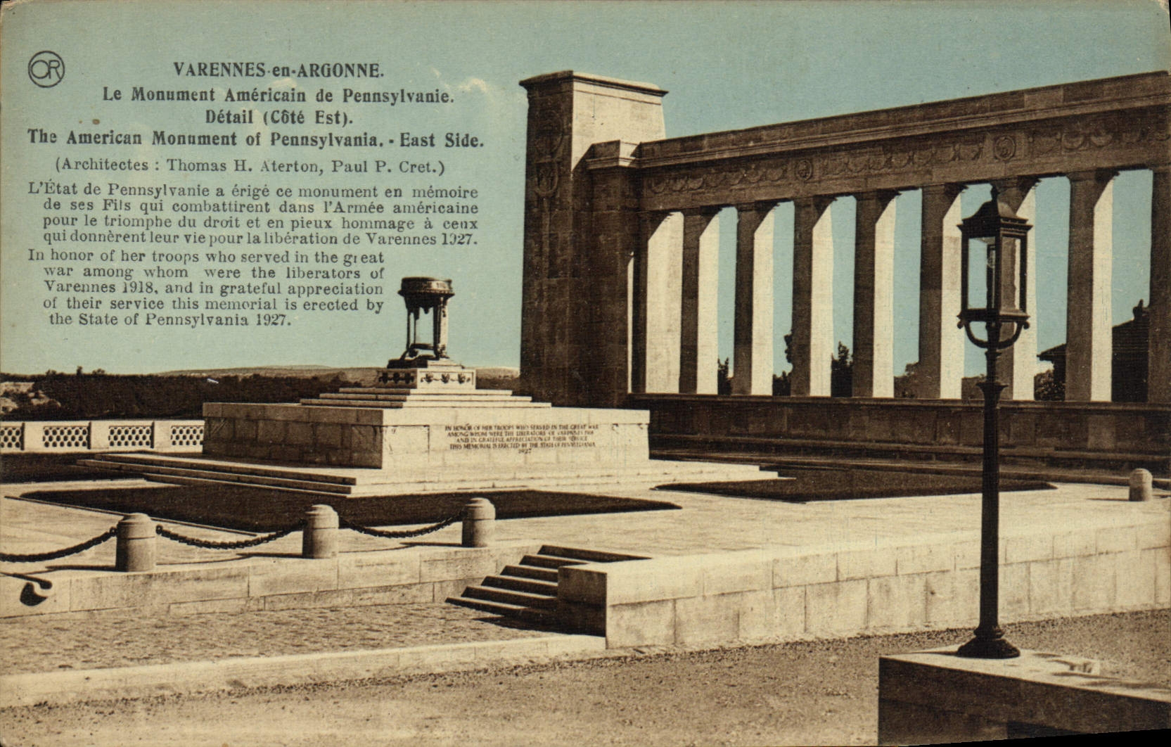 Varennes-en-Argonne — Monumento americano della Pennsylvania (lato est) — Edizioni OR, Bruxelles
