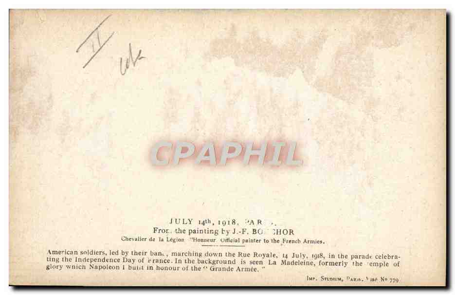 CPA Militaria Rue Royale Soldats americains — Verso