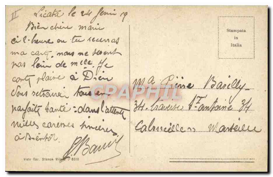 CPA Bateau Guerre Taranto  — Verso