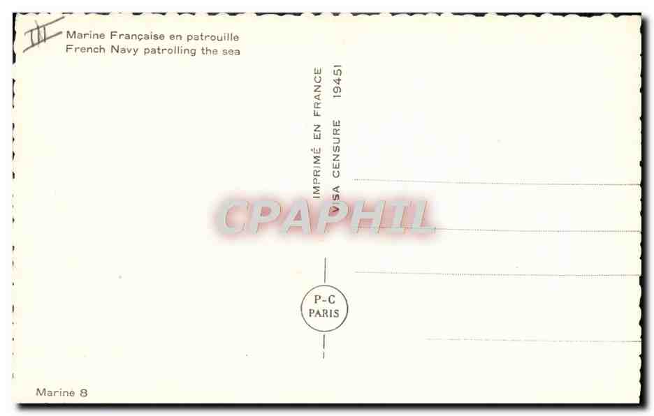 CPA Bateau Guerre Marine francaise en patrouille — Verso