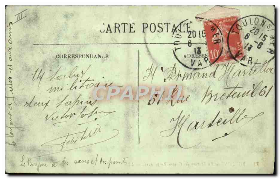 CPA Bateau Guerre Toulon la station des contre torpilleurs  — Verso