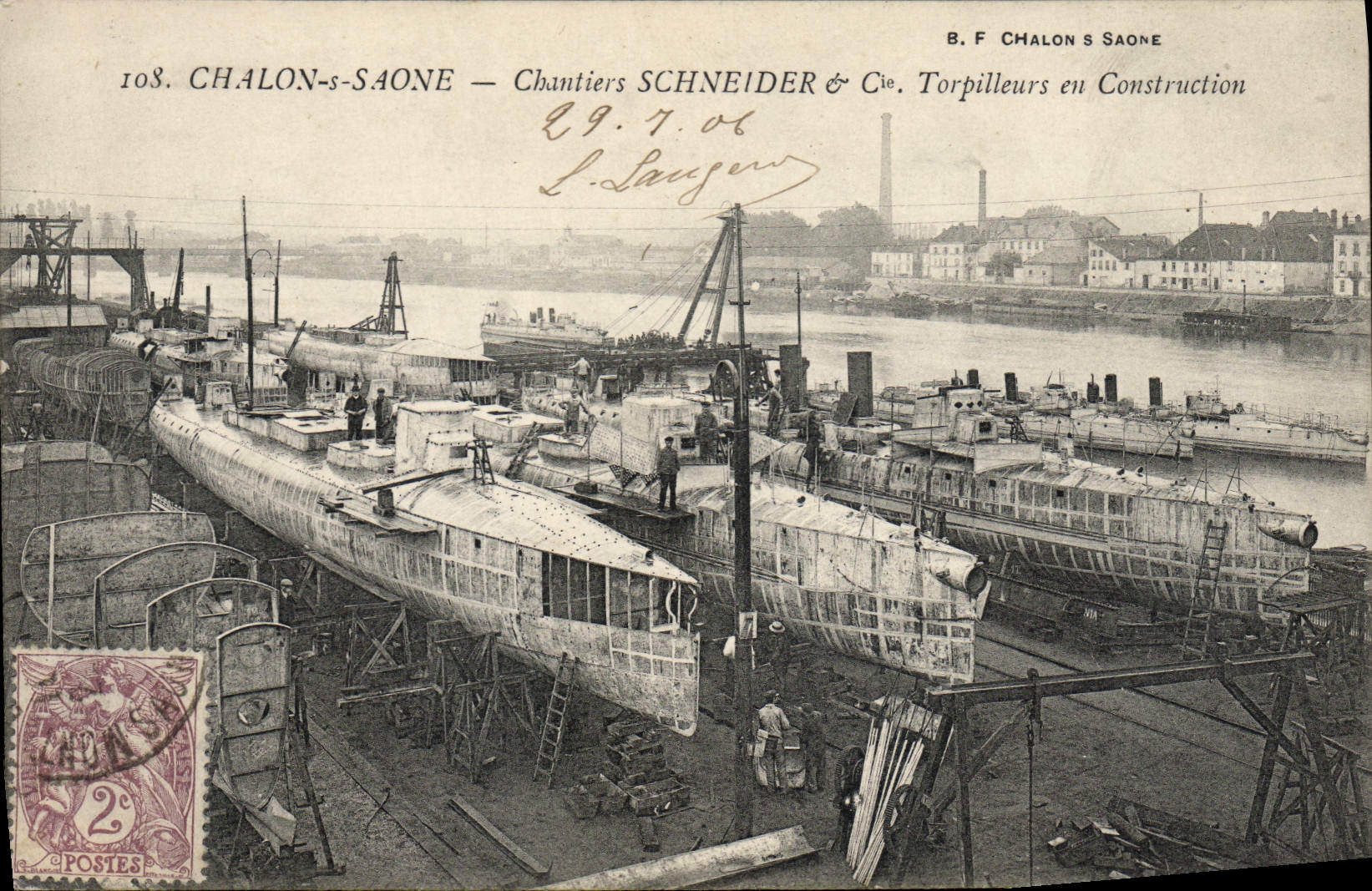Chalon-sur-Saône — Werf Schneider & Cie. Torpedoboote in Opbouw — B. F. Chalon s Saone