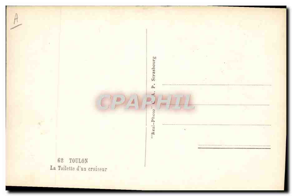CPA Bateau Guerre Toulon la toilette d'un croiseur — Verso