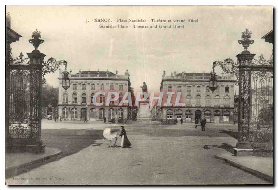 CPA Nancy Place Stanislas Le theatre et Grand Hotel 