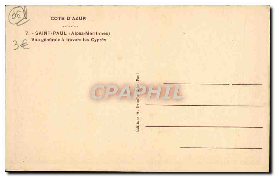 CPA Saint Paul Vue Generale a travers les Cypres — Rückseite