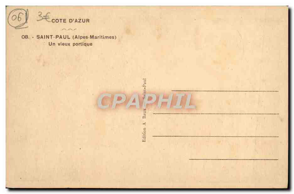 CPA Saint Paul Un Vieux Portique — Rückseite