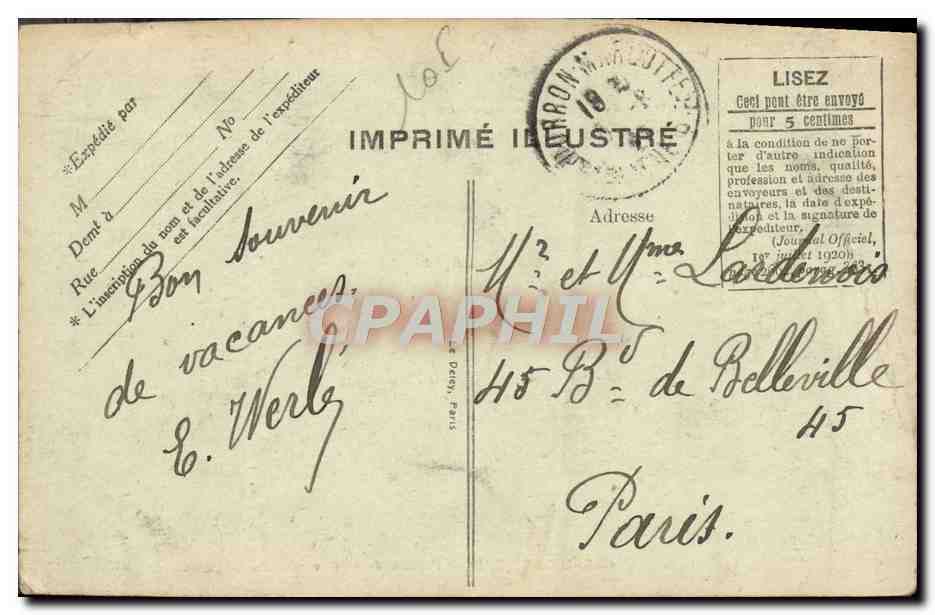 Wald von Fontainebleau-Barbizon — Plateau der Höhle der Brigands — Verlag Siron, n°453 — Rückseite