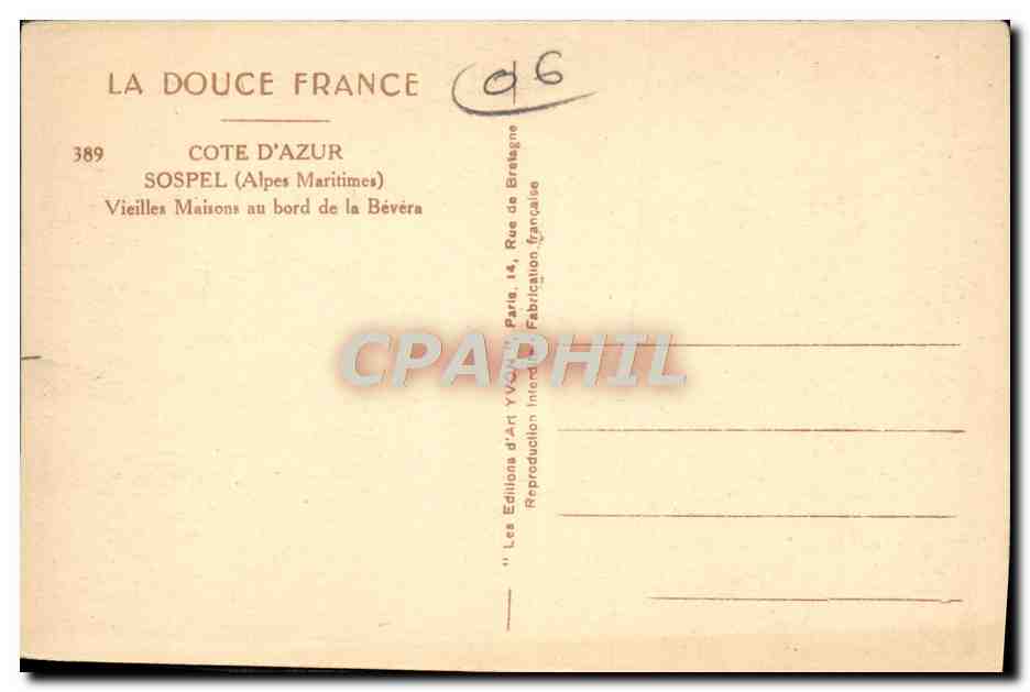 CPA Sospel Vieilles Maisons au Bord de la Bevera — Rückseite