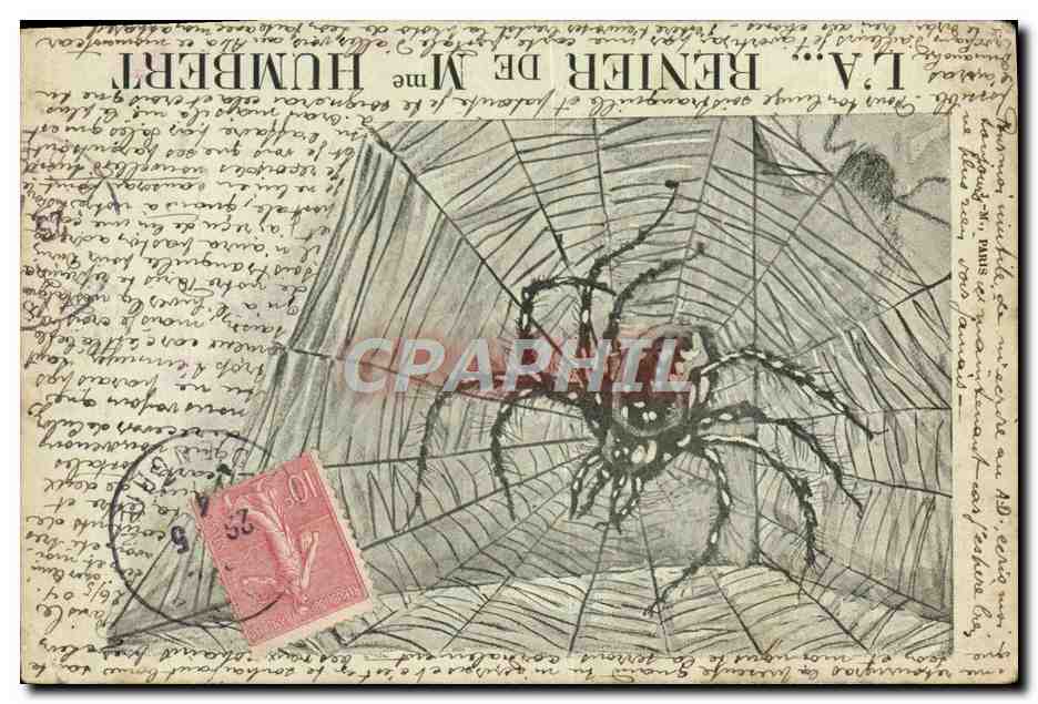 Antike Ansichtskarte/Freimaurer-Meisterwerke L'A Renier de Mme Humbert Spinnweben