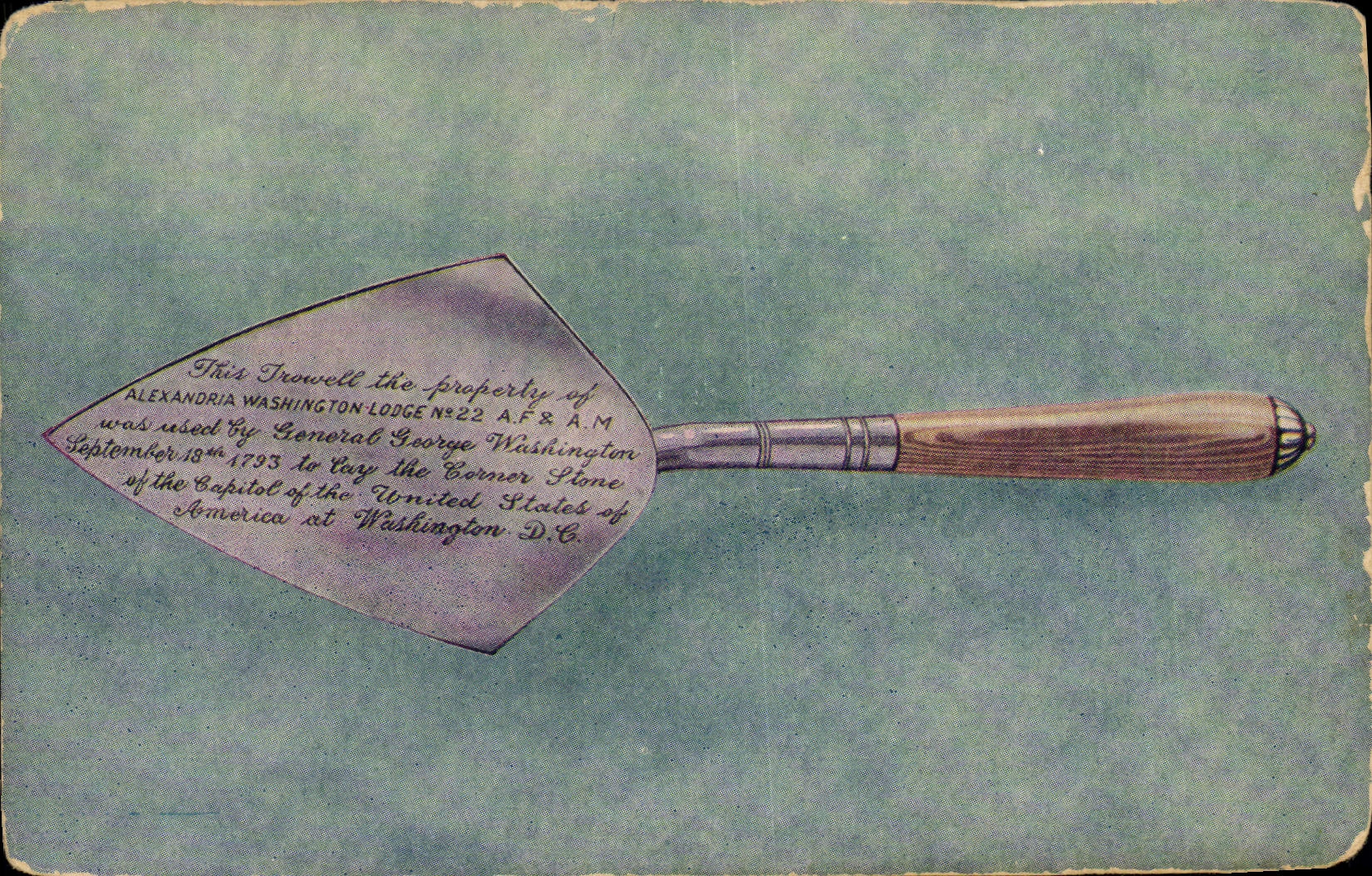 CPA Franc macon Maconnerie Trowel Truelle General Washington