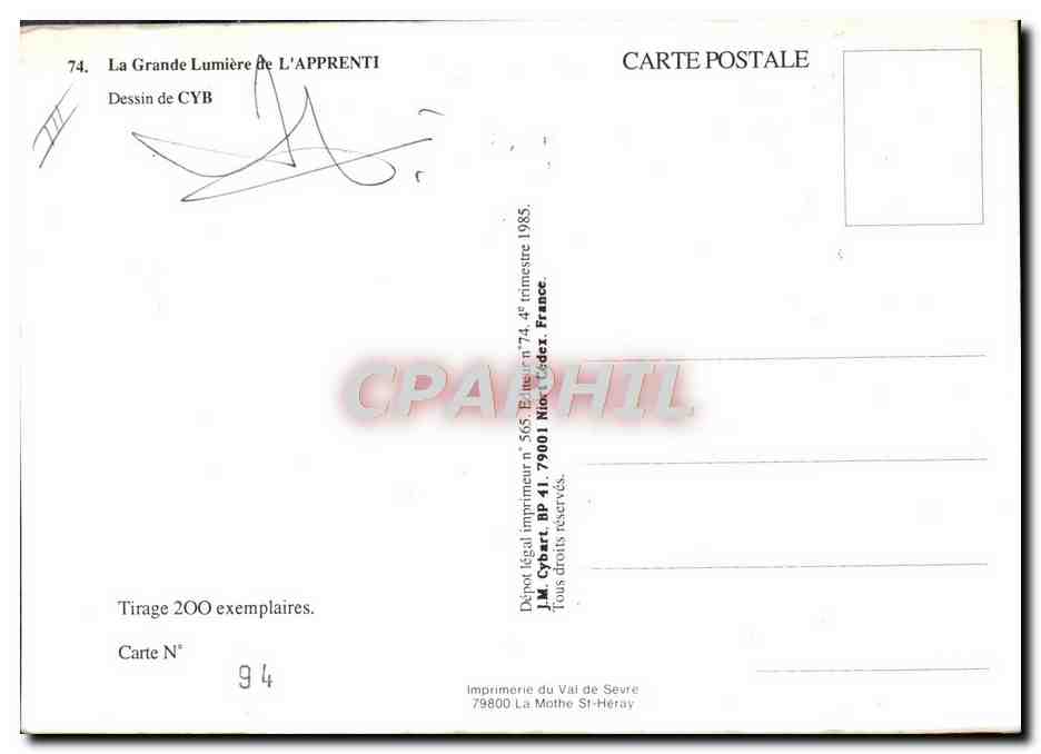 CPM Franc macon Maconnerie La grande lumiere de l'apprenti  — Rückseite