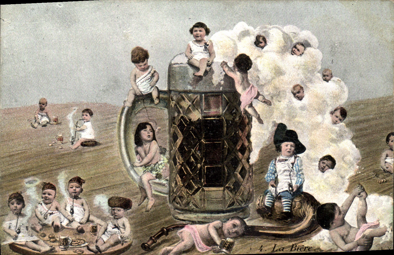 CPA Enfants Le biere Alcool 