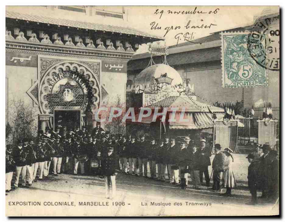 Exposition Coloniale, Marseille 1906 — La Musique des Tramways — Photo-statio Beaumont-Vin, Marseille