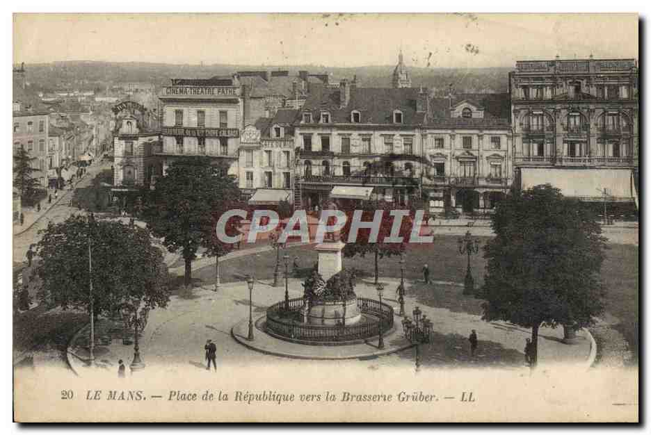 CPA Brasserie Le Mans Place de la Republique vers la brasserie Gruber 