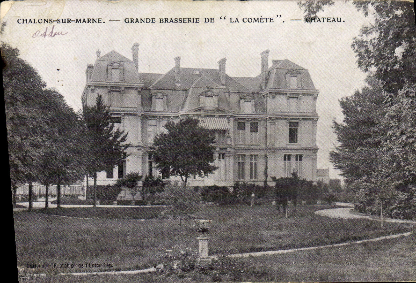 CPA Brasserie Chalons sur Marne Grande brasserie de La Comete Chateau