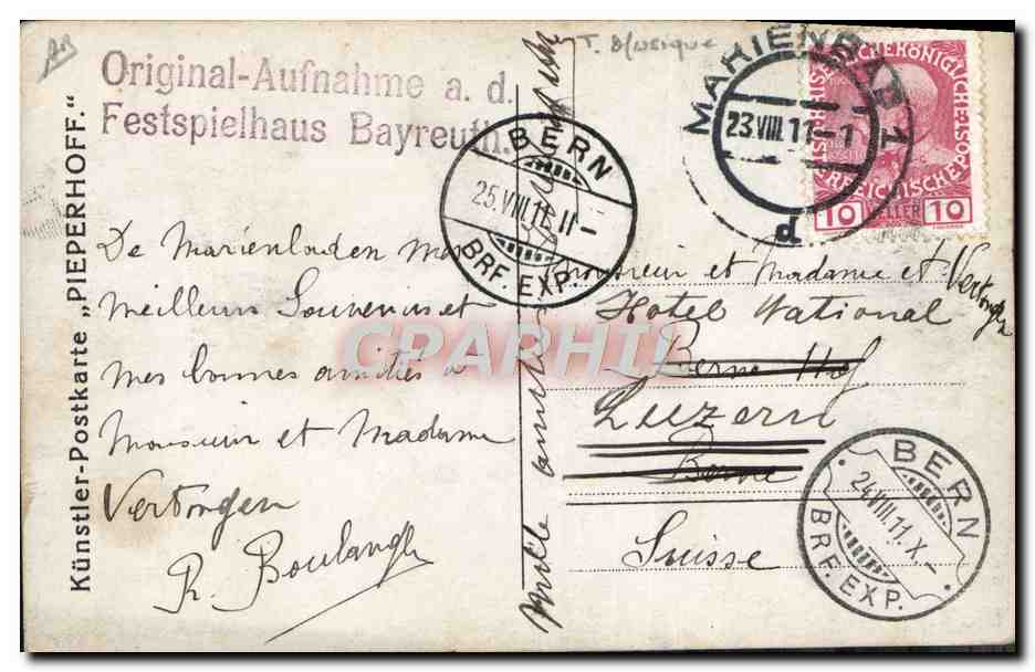 CPA Fantaisie Femme Julie Koerner Corne Biere  — Rückseite