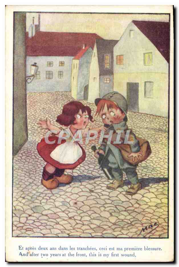 CPA Illustrateur Enfants Soldat Militaria