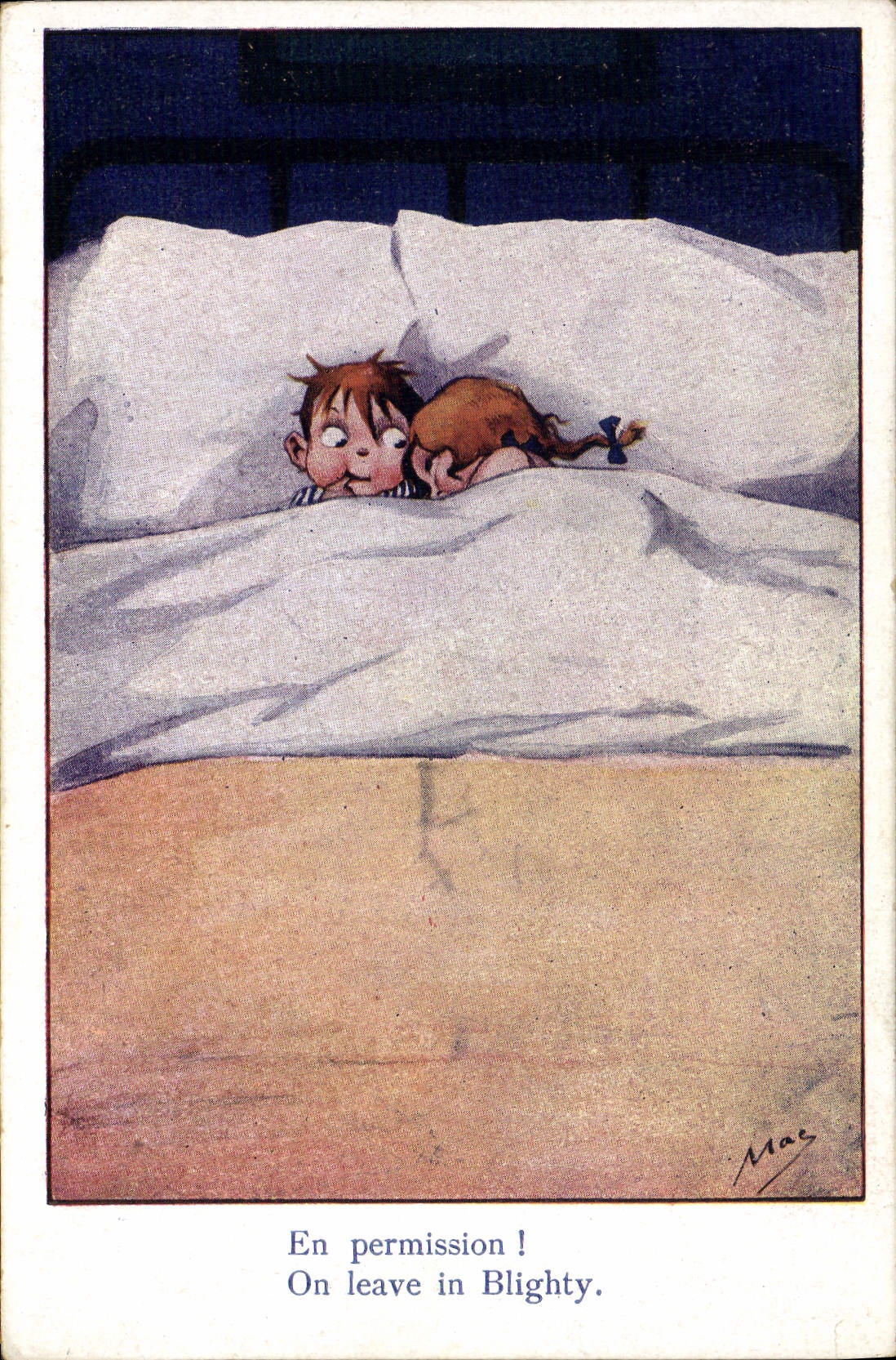 CPA Illustrateur Enfants Mac en permission On leave in Blighty