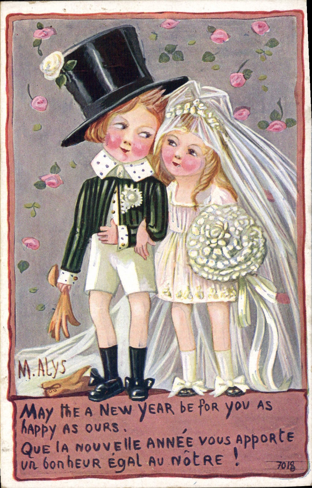 CPA Illustrateur Enfants Mariage Alys 