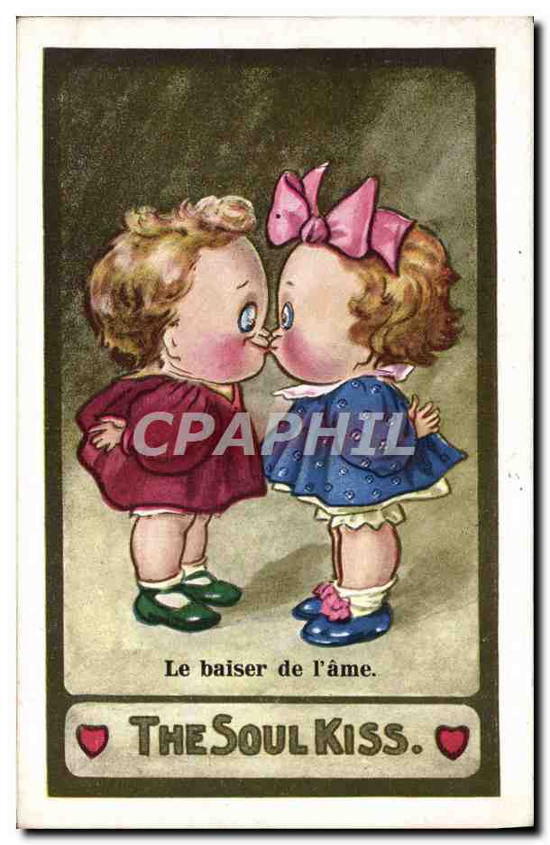 CPA Illustrateur Enfants The soul kiss 