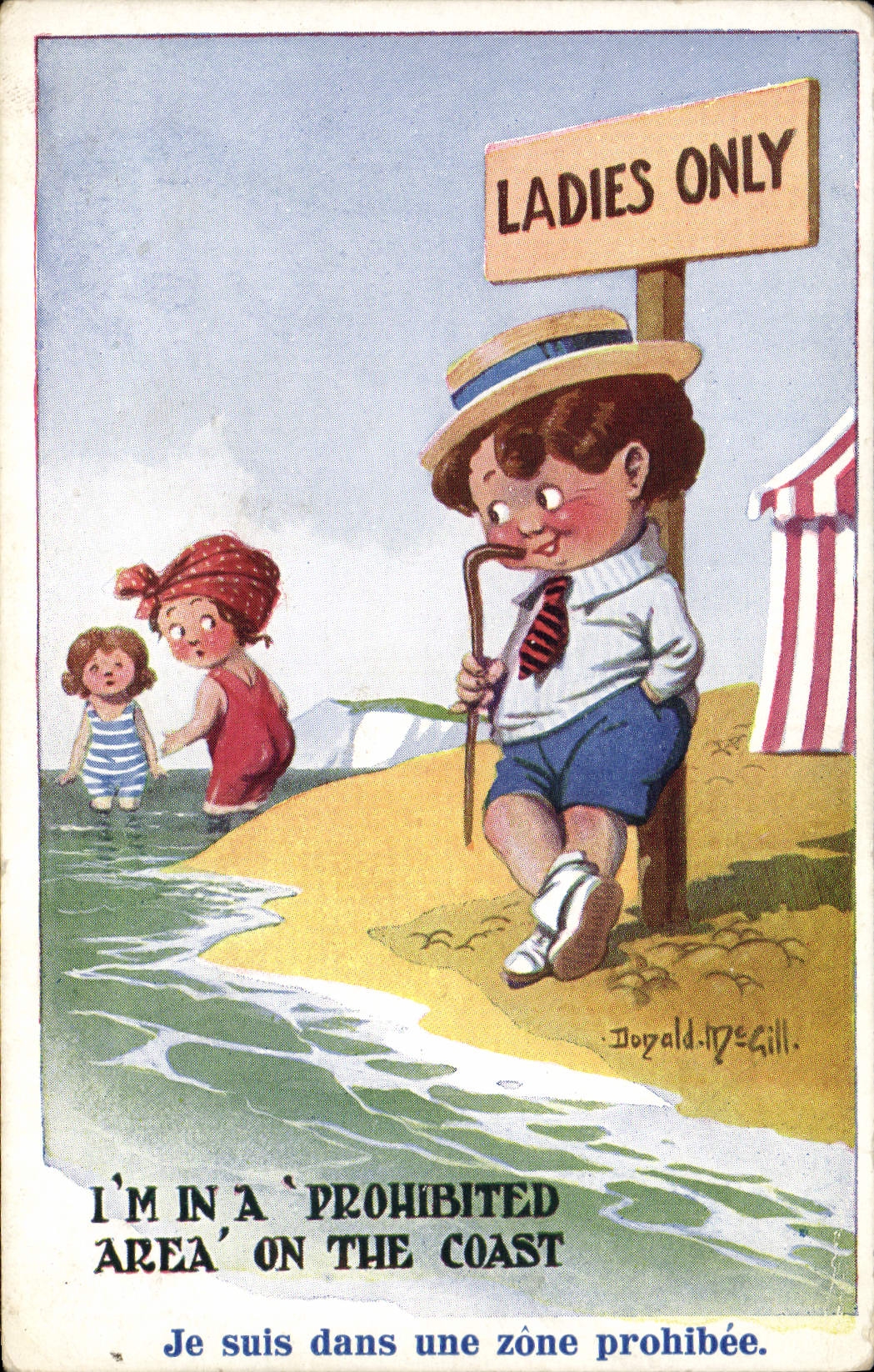 CPA Illustrateur Enfant Donald McGill Ladies only 