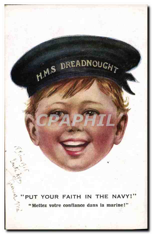 CPA Illustrateur Enfant Militaria HMS Dreadnought