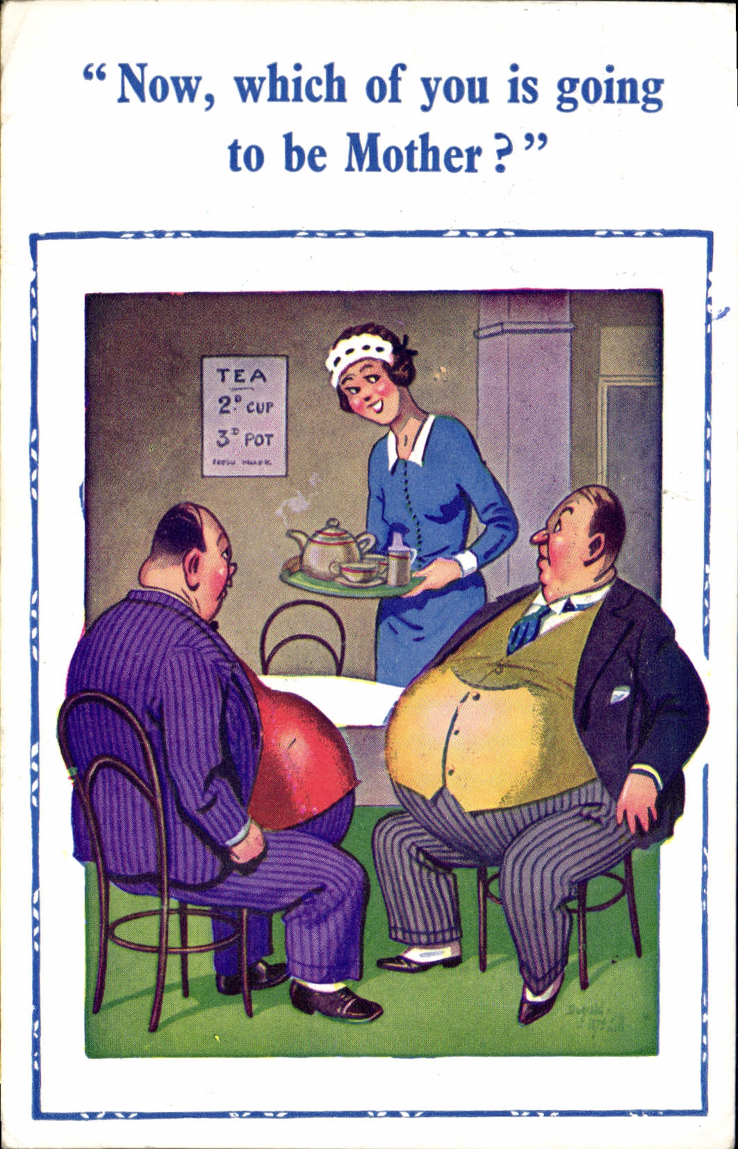 CPA Illustrateur Hommes Now chich of you is going to be mother 