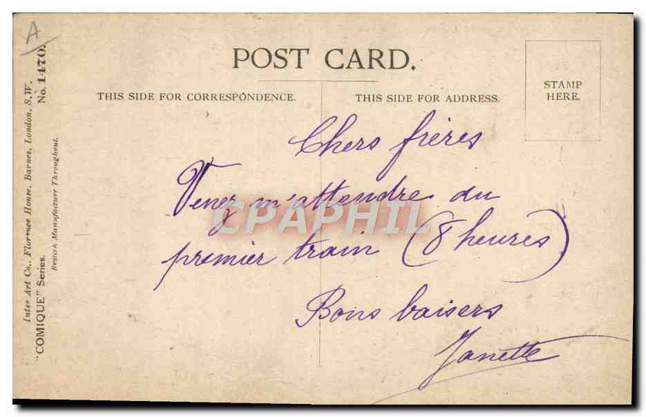 Enfant marin — Britannia — éditeur Fother Art Co. n°1470 — Verso