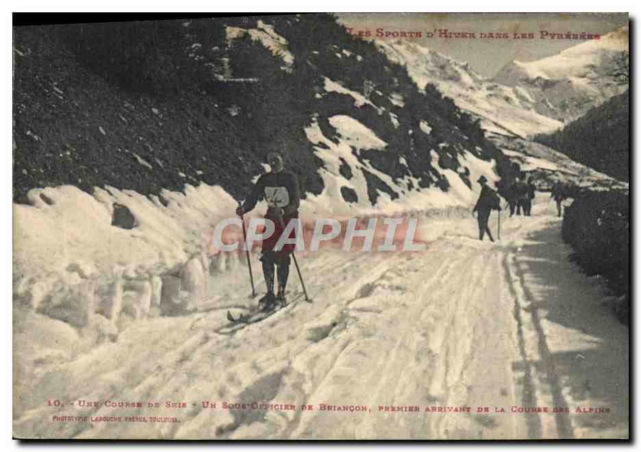 Une Course de Skis - Un Sous-Officier de Briançon, premier arrivant de la Course des Alpins — Phototypie Labouche, Toulouse