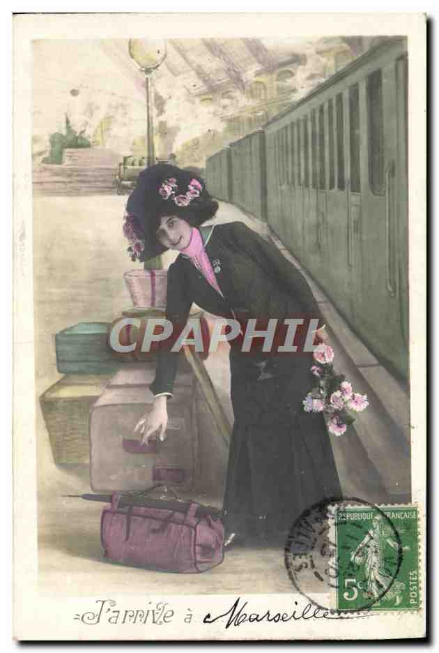 CPA Train Locomotive Femme