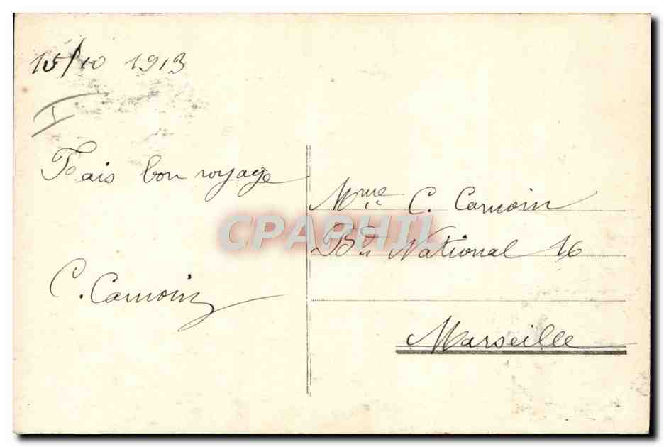 CPA Train Locomotive Femme — Verso