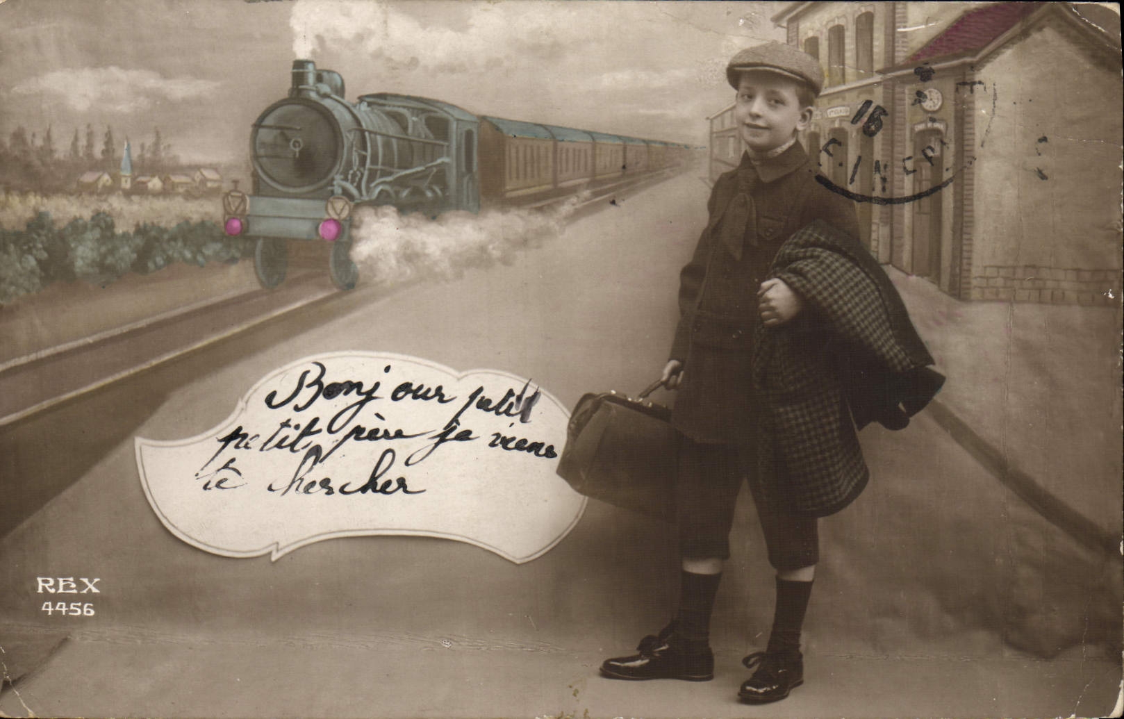 CPA Train Locomotive Enfant