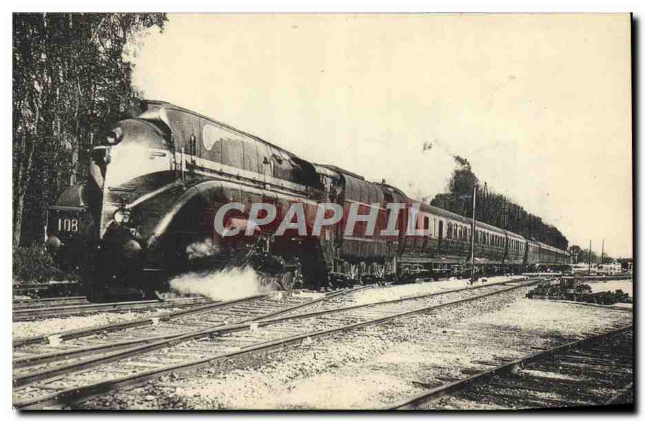 CPA Train Locomotive Region du Nord Le 108 Jeumont Maubeuge Paris a Chantilly Machine Pacific carenee