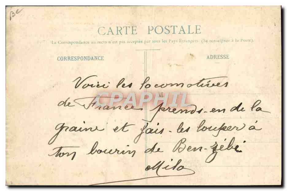 CPA Train Locomotive Pacific 2901 construite aux ateliers de Sotteville les Rouen  — Rückseite