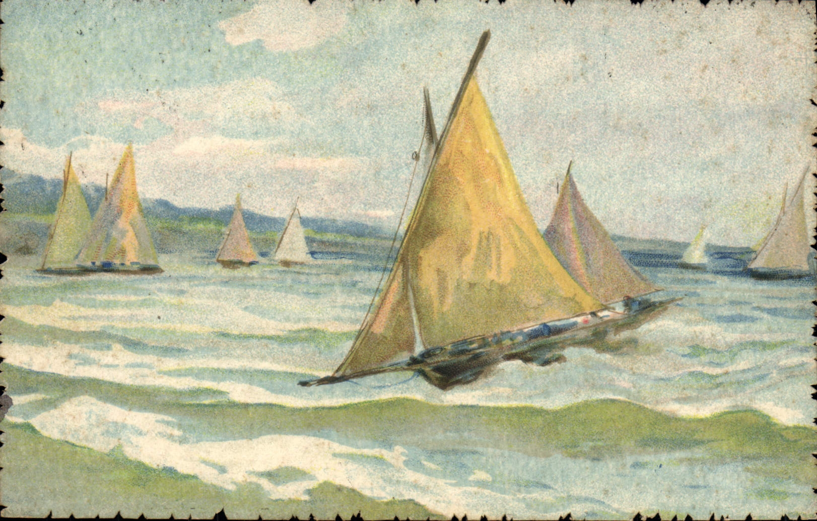 Voile — Course de voiliers — Vario, série artistique acquarello, n° 1307