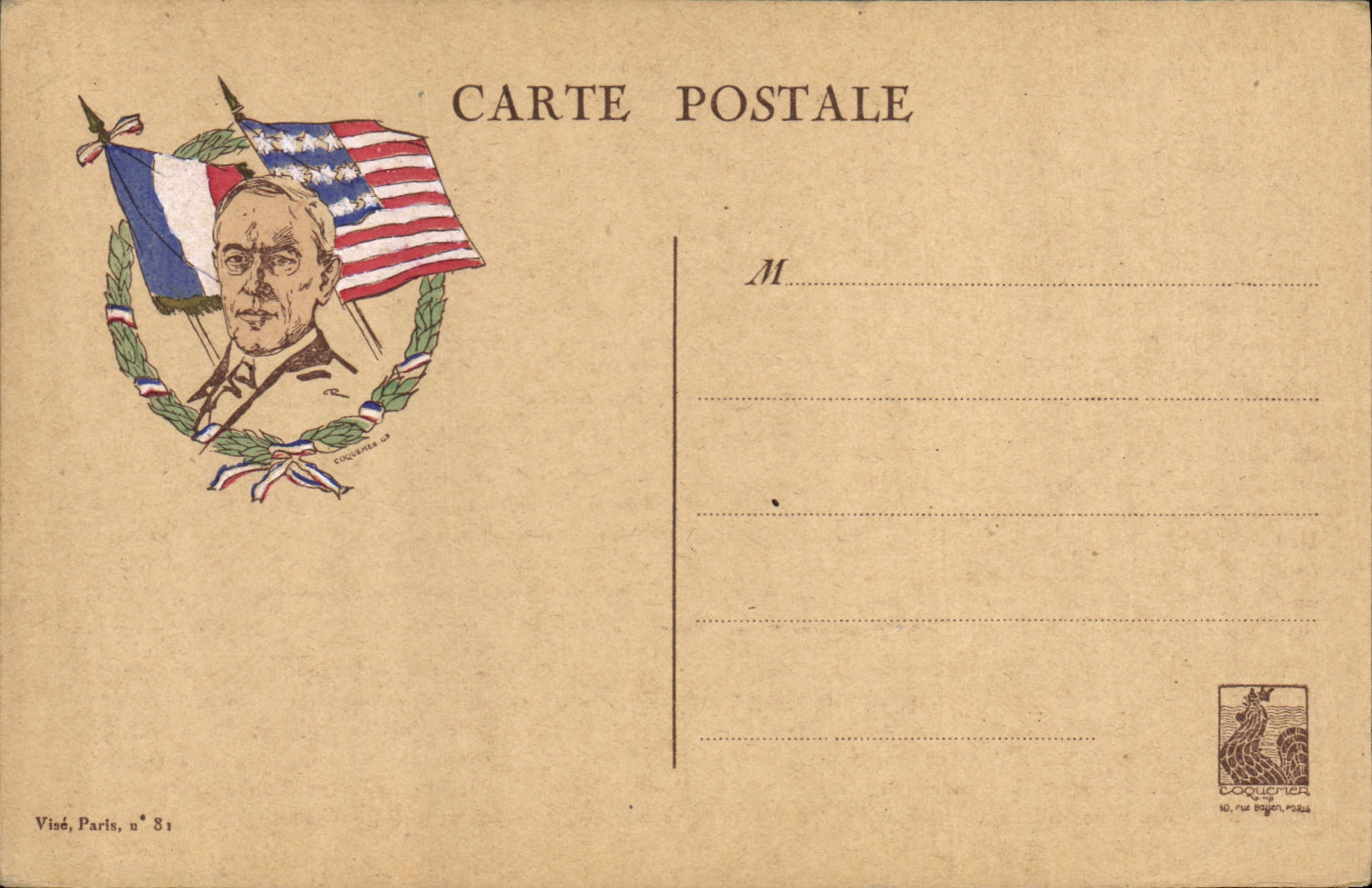 CPA Militaria President Wilson 15 juin 1917