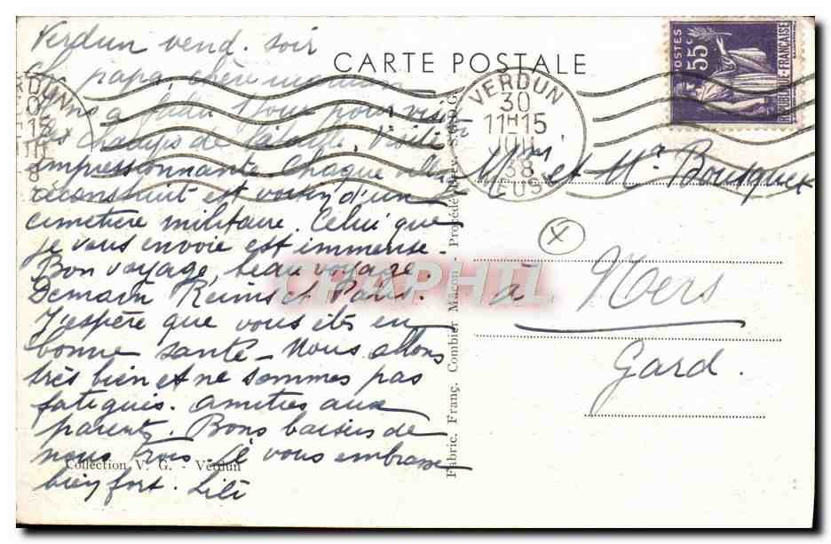 Romagne-sous-Montfaucon — Le Grand Cimetière Américain de Meuse-Argonne (15.000 tombes — Au fond, la Chapelle) — Verso