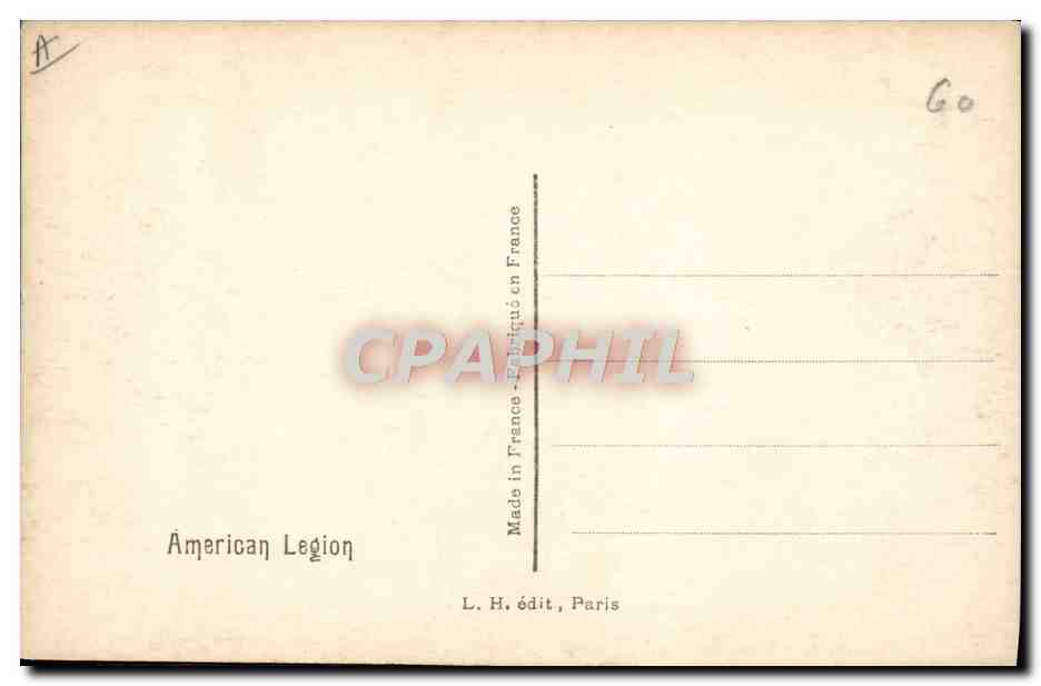 CPA Militaria American legion — Rückseite