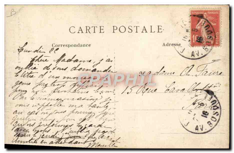 Lycée Pasteur - Neuilly-Paris — Ambulanza Americana — Guerra 1914-1915 — Verso
