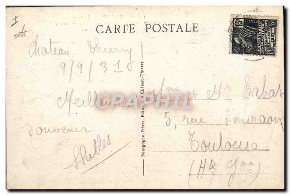 CPA Militaria Chateau Thierry Place des Etats Unis et monument de la 3eme division de l'armee des Etats Unis  — Rückseite